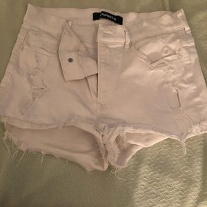 EXPRESS high-rise white denim shorts